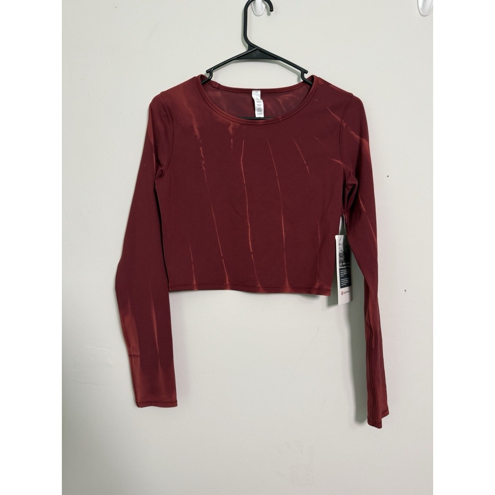 Lululemon Women's Wunder Train Cropped Long Sleeve *Fade Top Tye Die Sz 6 Red